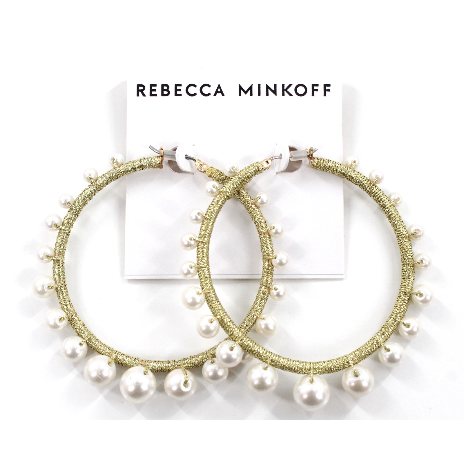 Rebecca Minkoff Gold Tone Morocco Pearl Hoops $48 Tags #Rm339